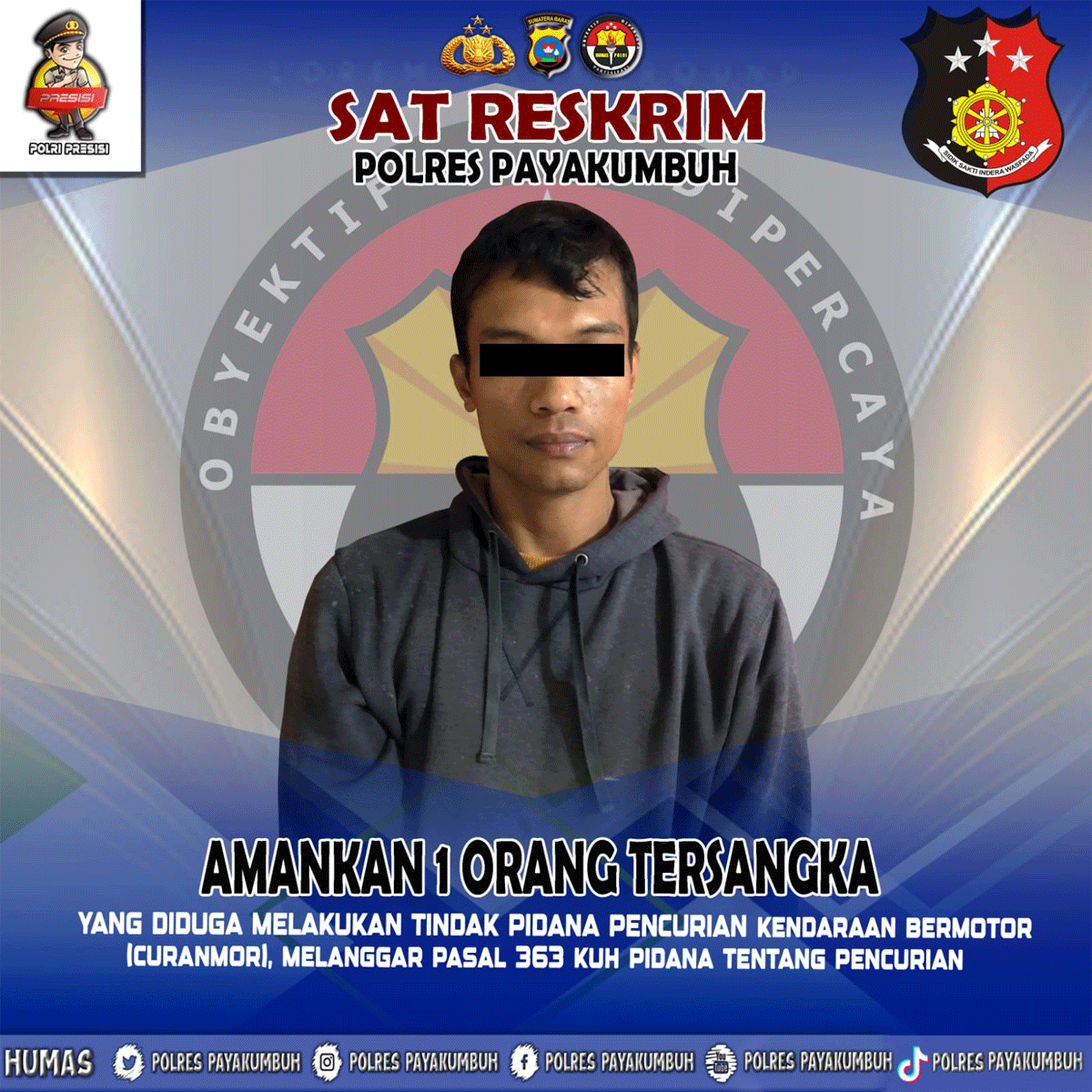 Tersangka pencurian yang diamankan polisi