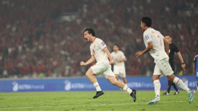 Pemain Indonesia selebrasi usai cetak gol. (pssi)