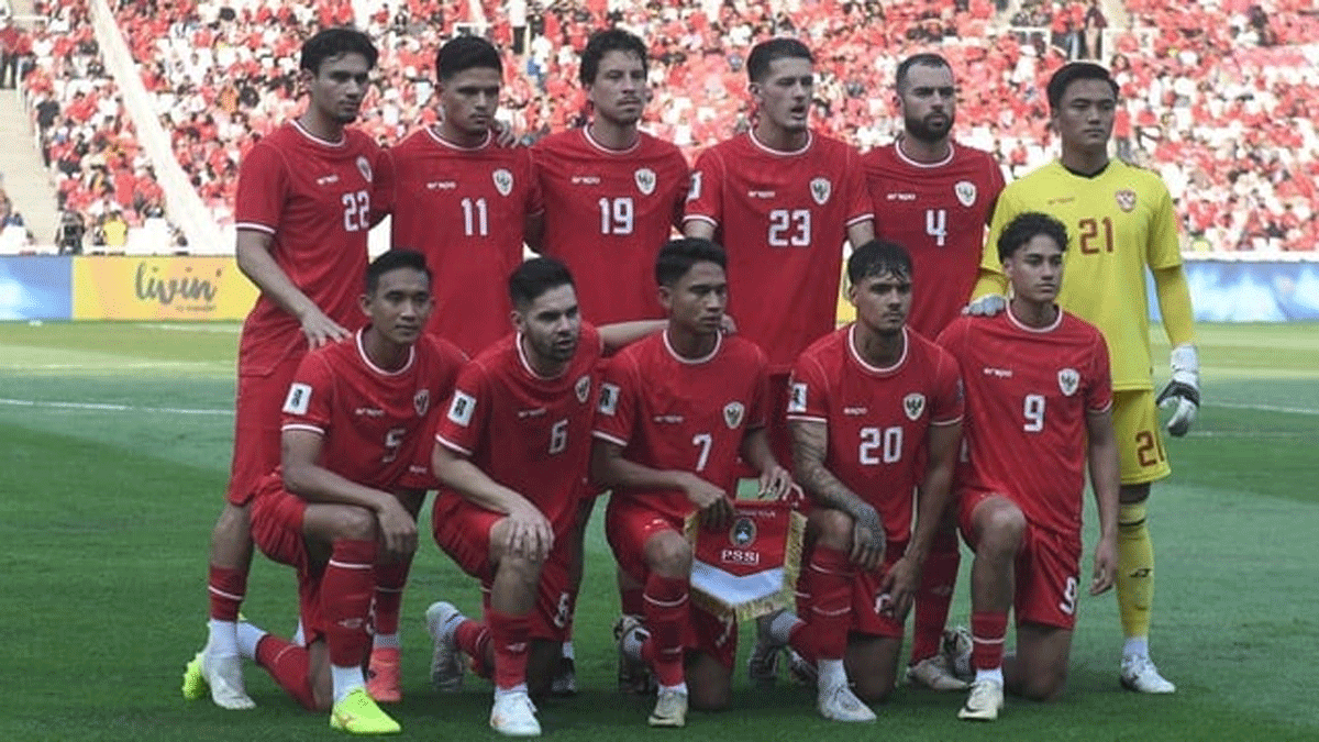 Pemain timnas Indonesia ketika lawan Irak