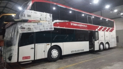 Bus Mahardika Ditampilkan di GIIAS 2024, Bodi Jetbus 5 Rakitan Karoseri Adiputro, Sasis Volvo B11R