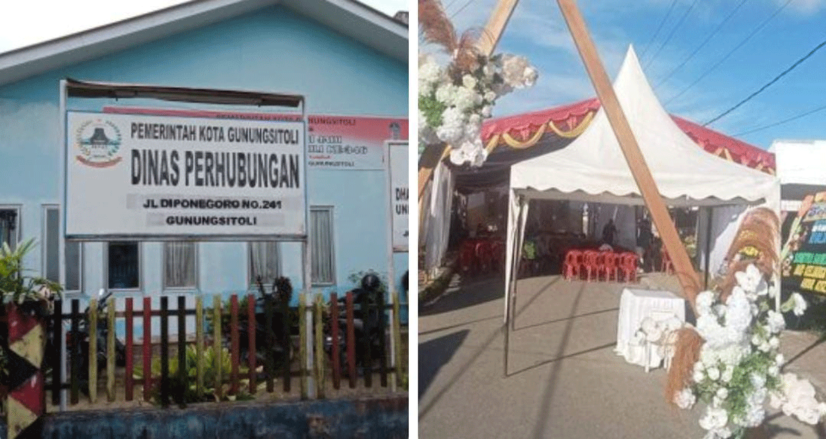 Penutupan jalan dalam kota di Gunungsitoli.