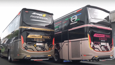 Bus baru pariwisata yang meluncur dari Karoseri Jetbus 5 rakitan Adi Putro. (YouTube Adiputro Official)