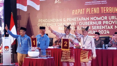 Paslon gubernur dan wakil gubernur Sumbar miliki nomor urut masing-masing.