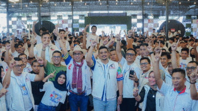 Bobby Nasution hadiri apek akbar Projo Muda Sumut di Majelis Kupie, Jalan Karya Wisata, Kecamatan Medan Johor, Medan, Sabtu (5/10/2024)