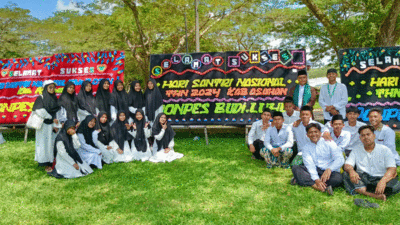 Pondok Pesantren Budi Luhur 354 binaan Dewan Pimpinan Daerah Lembaga Dakwah Islam Indonesia (DPD LDII) Kabupaten Asahan ikuti perigatan Hari Santri di Alun-alun Pendopo Kota Kisaran, Selasa (22/10/2024).