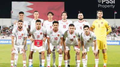 Pemain timnas Indonesia ketika hadapi Bahrain.