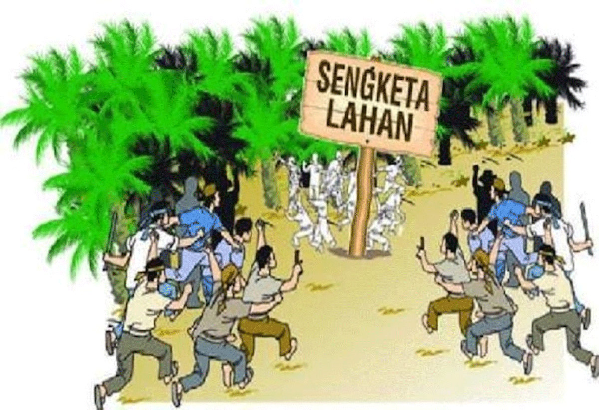 Ilustrasi sengketa lahan. (betahita)