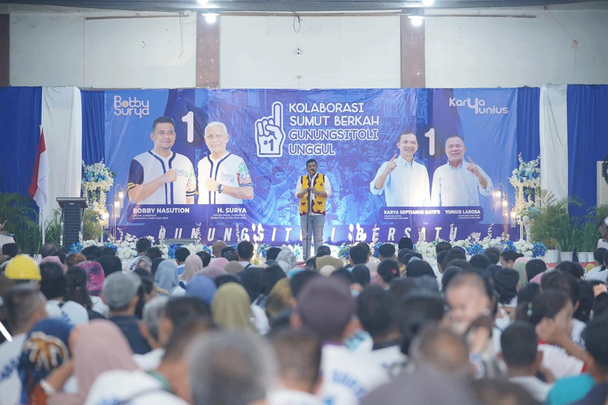 Bobby Nasution sampaikan program kerja dalam kampanye Pilgub Sumatera Utara.