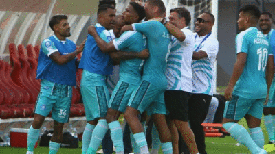 Pemain PSBS Biak selebrasi usai cetak gol. (Instagram PSBS)