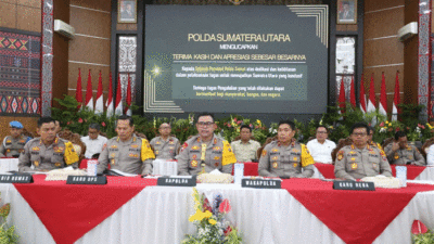 Polda Sumatera Utara paparkan keberhasilannya dalam refleksi akhir tahun 2024 dengan tema hadirkan polisi transparan, akuntabel dan professional, Jumat, (27/12/2024) di Aula Tribrata, Medan.