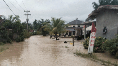 Banjir di Serdang Bedagai akibat curah hujan yang tinggi.