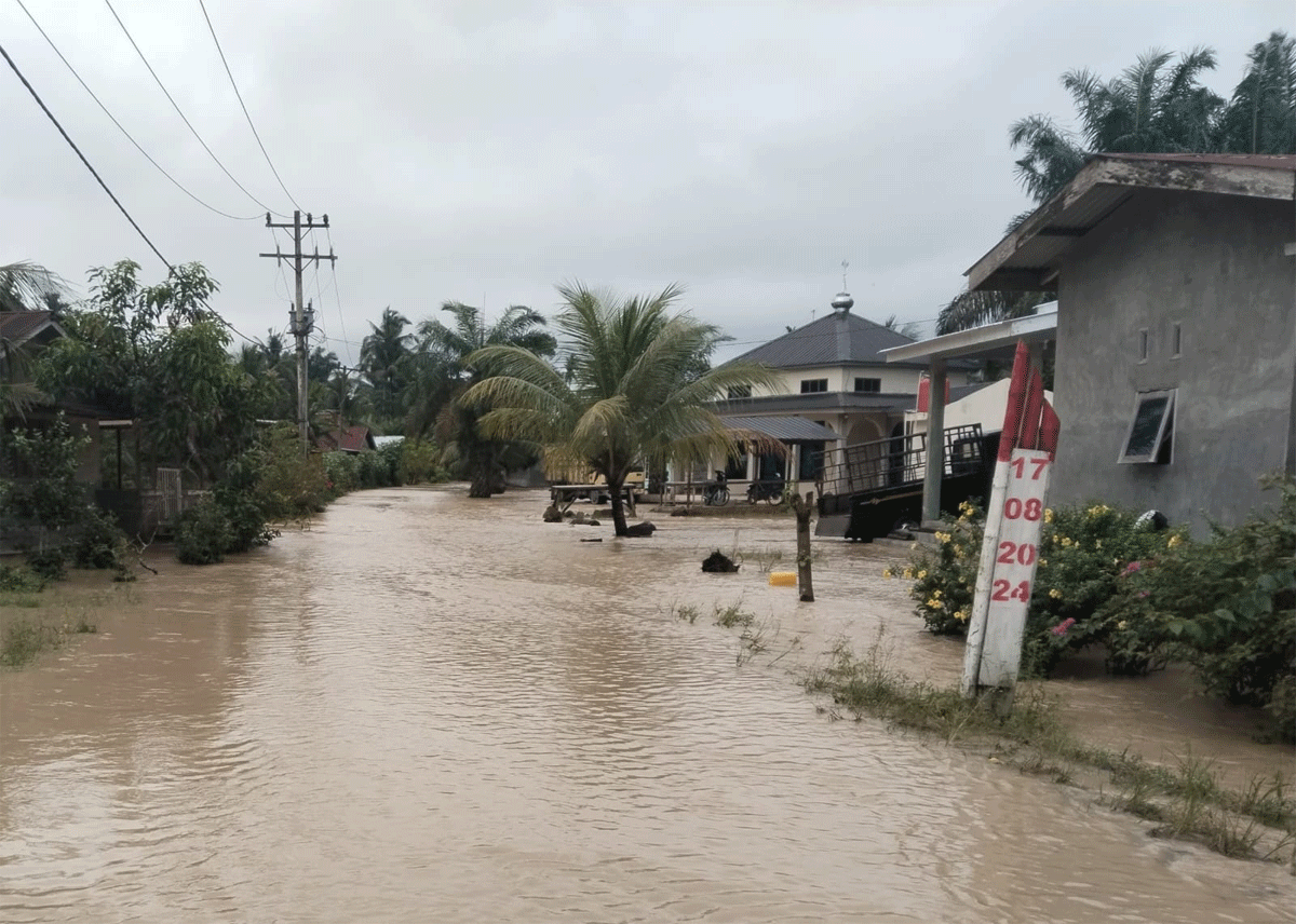 Banjir di Serdang Bedagai akibat curah hujan yang tinggi.
