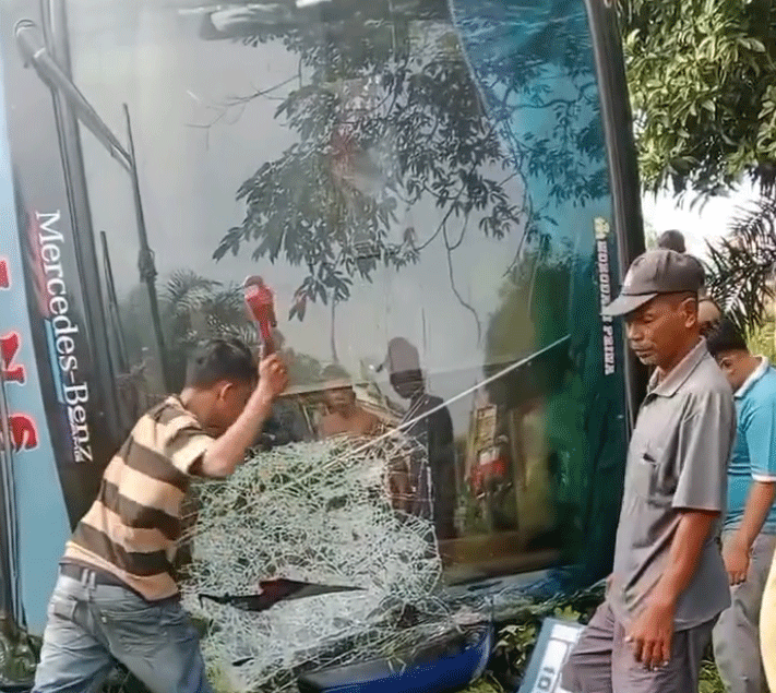 Bus ANS kecelakaan di Tebo, Jambi.