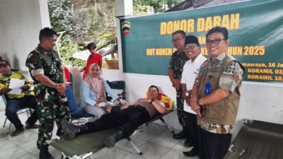 Wujud Cinta TNI pada Rakyat, Koramil O3/Pulau Punjung Adakan Donor Darah dan Pemeriksaan Kesehatan