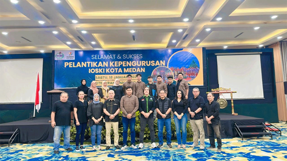 Foto bersama usai pelantikan Ketua IOSKI Medan, Sabtu (18/1/2025) di Grand Inna Hotel Medan.