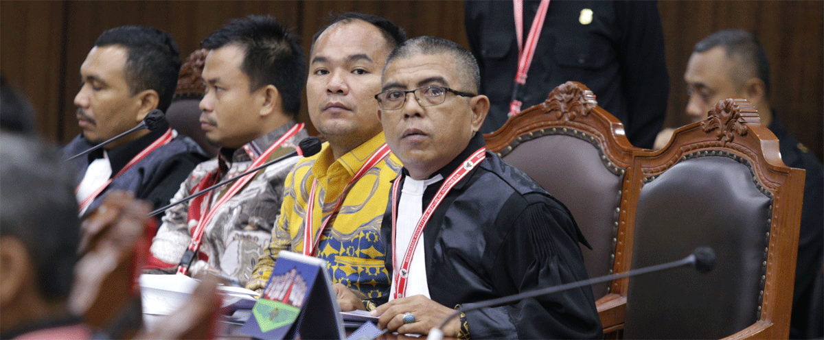 Sidang Perselisihan Hasil Pemilihan Umum Bupati (PHPU Bup) Kabupaten Nias Utara dengan perkara Nomor 91/PHPU.BUP-XXIII/2025, Senin (20/1/2025). (Humas MK)