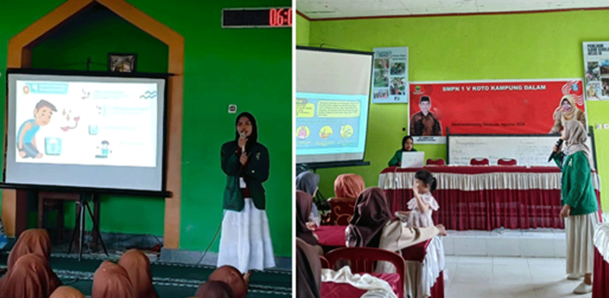 Penyampaian materi penyuluhan di MTsN 3 Padang Pariaman dan di SMPN 1 V Koto Kampung Dalam.