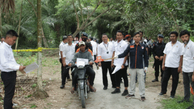 Rekonstruksi tersebut digelar di Dusun III Desa Lubuk Saban, Kecamatan Pantai Cermin, Kabupaten Sergai