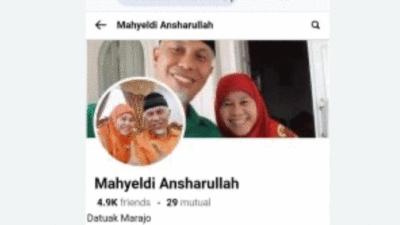Akun palsu mengatasnamakan Gubernur Mahyeldi.