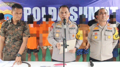 Kapolres Serdang Bedagai, AKBP Jhon Sitepu berikan keterangan pers, Jumat (28/2/2025).
