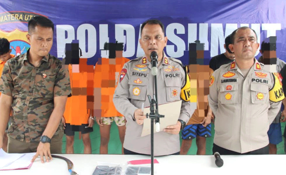 Kapolres Serdang Bedagai, AKBP Jhon Sitepu berikan keterangan pers, Jumat (28/2/2025).