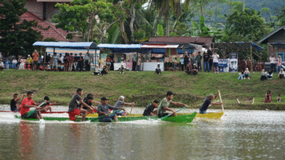 Pacu Biduak Meriahkan Lebaran di Nagari Taluak, Bupati Eka Putra Nostalgia Naik Angkot ke Balai Tangah