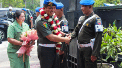 Komandan Detasemen Polisi Militer 1/5 Medan, Letkol CPM Hanri Wira Kusuma kunjungan kerja ke Markas Subdenpom 1/5-3 Pangkalan Brandan, Senin (19/5/2025).