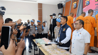 Jumpa pers Polda Riau terkait pengungkapan kasus narkoba.