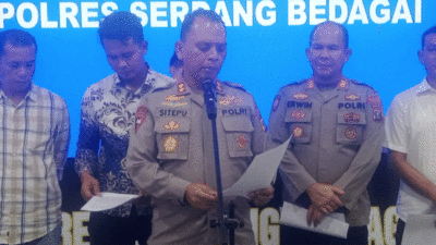 Polres Serdang Bedagai berikan keterangan pers.