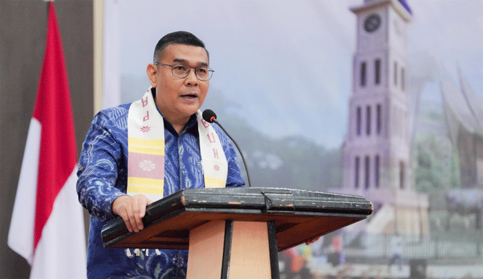 Wakil Menteri Agraria dan Tata Ruang/Wakil Kepala Badan Pertanahan Nasional (Wamen ATR/Waka BPN), Ossy Dermawan sosialisasikan program Pengadministrasian dan Pendaftaran Tanah Ulayat di Payakumbuh, Selasa (20/5/2025).