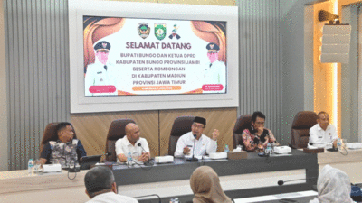 Pertemuan jajaran Pemkab Madiun dengan rombongan Bupati Bungo beserta jajaran. (Ist)