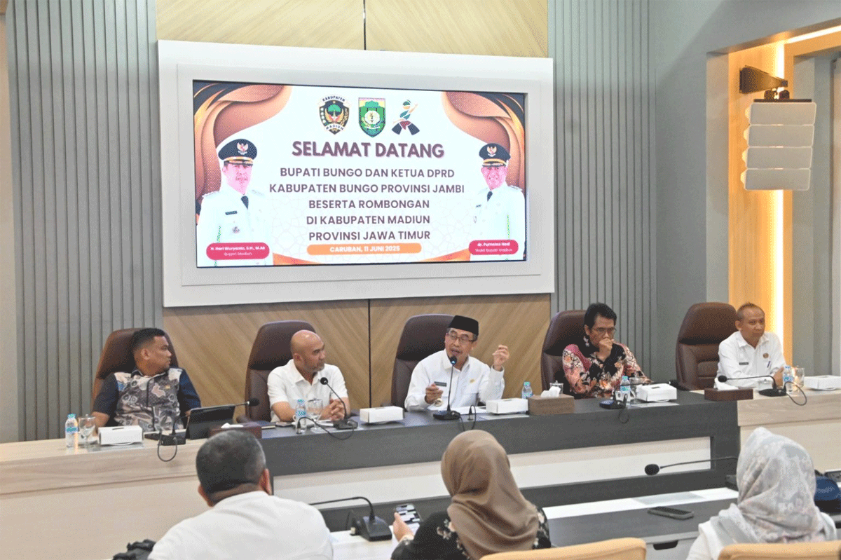 Pertemuan jajaran Pemkab Madiun dengan rombongan Bupati Bungo beserta jajaran. (Ist)
