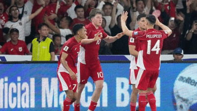 Pemain timnas selebrasi usai cetak gol. (bolanet)