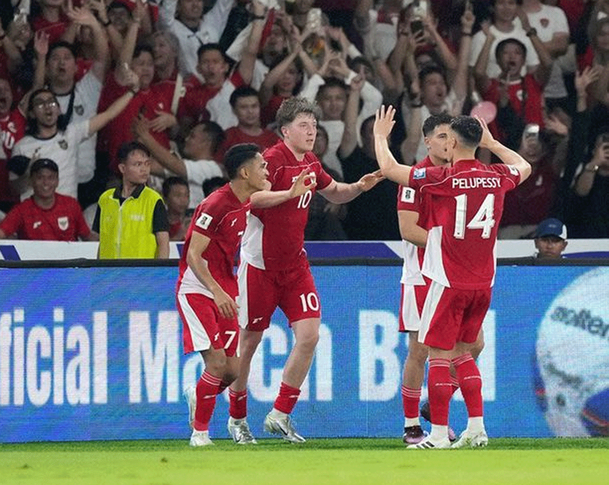 Pemain timnas selebrasi usai cetak gol. (bolanet)