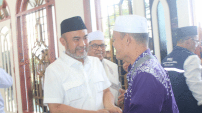 Pemerintah Kabupaten Bungo menyambut kepulangan jemaah haji Kloter 19 di Masjid Agung Al-Mubaraq, Kamis (3/7/2025).