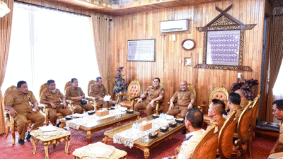 Bupati Bungo, Dedy Putra terima kunjungan Bupati Merangin, H. M. Syukur, Senin (28/7/2025).