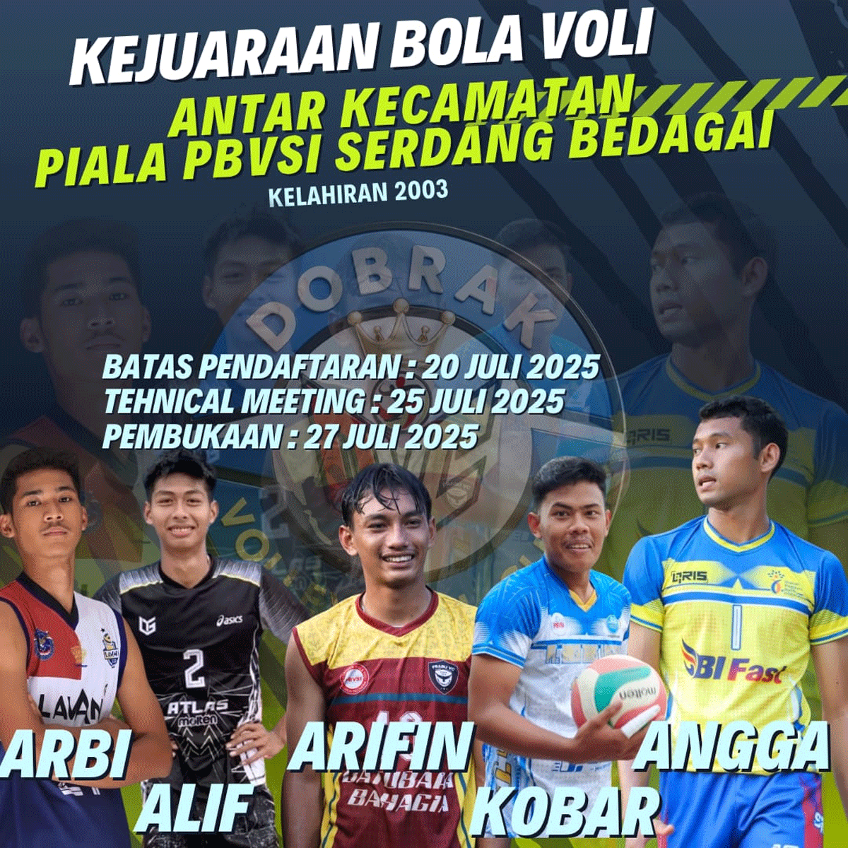 Persatuan Bola Voli Seluruh Indonesia (PBVSI) Kabupaten Serdang Bedagai akan menggelar turnamen voli terbuka antar kecamatan se-Kabupaten Sergai pada 27 Juli mendatang.