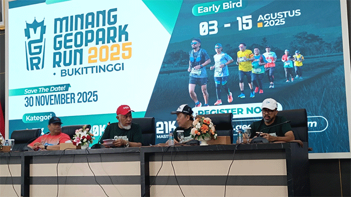Pemerintah Provinsi Sumatera Barat secara resmi meluncurkan Minang Geopark Run (MGR) 2025 di auditorium gubernuran Padang, Minggu (3/8/2025).