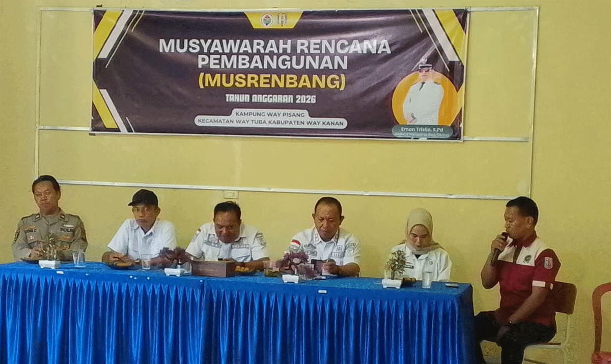 -Pemerintah Kampung Way Pisang, Kecamatan Way Tuba adakan musyawarah rencana pembangunan (musrenbang) di aula kantor kampung setempat, Rabu (24/9/2025).