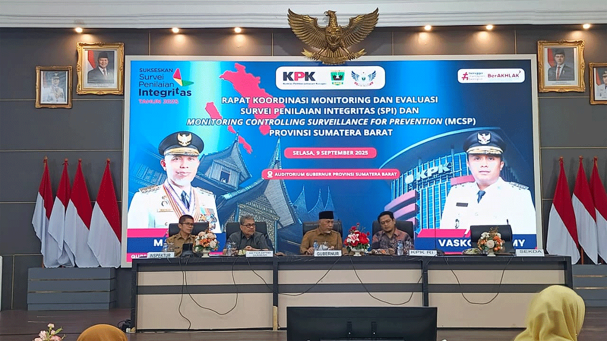 Gubernur Mahyeldi buka rakor pencegahan korupsi. (Biro Adpim)
