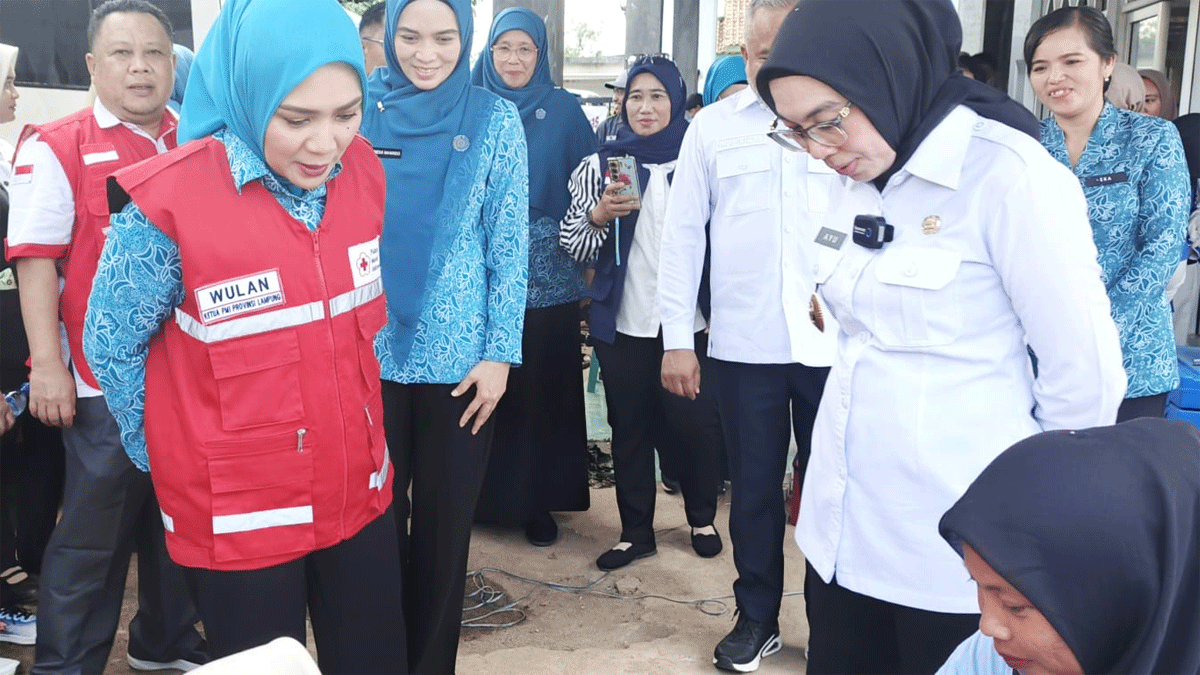 Peduli Masyarakat, PMI Lampung Bagikan Kursi Roda dan Alat Bantu Dengar 1 PMI serahkan bantuan pada masyarakat di Way Kanan.