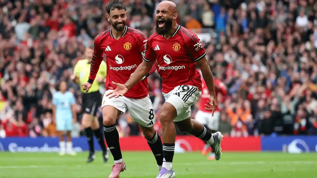 Liga Inggris Membara, Derbi Panas Tersaji di London Utara, Manchester United Duel dengan Everton 1 Pemain Manchester United selebrasi usai cetak gol.