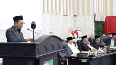 Fraksi PDI Perjuangan DPRD Kabupaten Serdang Bedagai menyampaikan pendapat akhir terhadap Rancangan Peraturan Daerah (Ranperda) tentang Anggaran Pendapatan dan Belanja Daerah (APBD) Kabupaten Serdang Bedagai Anggaran 2026 dalam rapat paripurna DPRD, Rabu (26/11/2025).