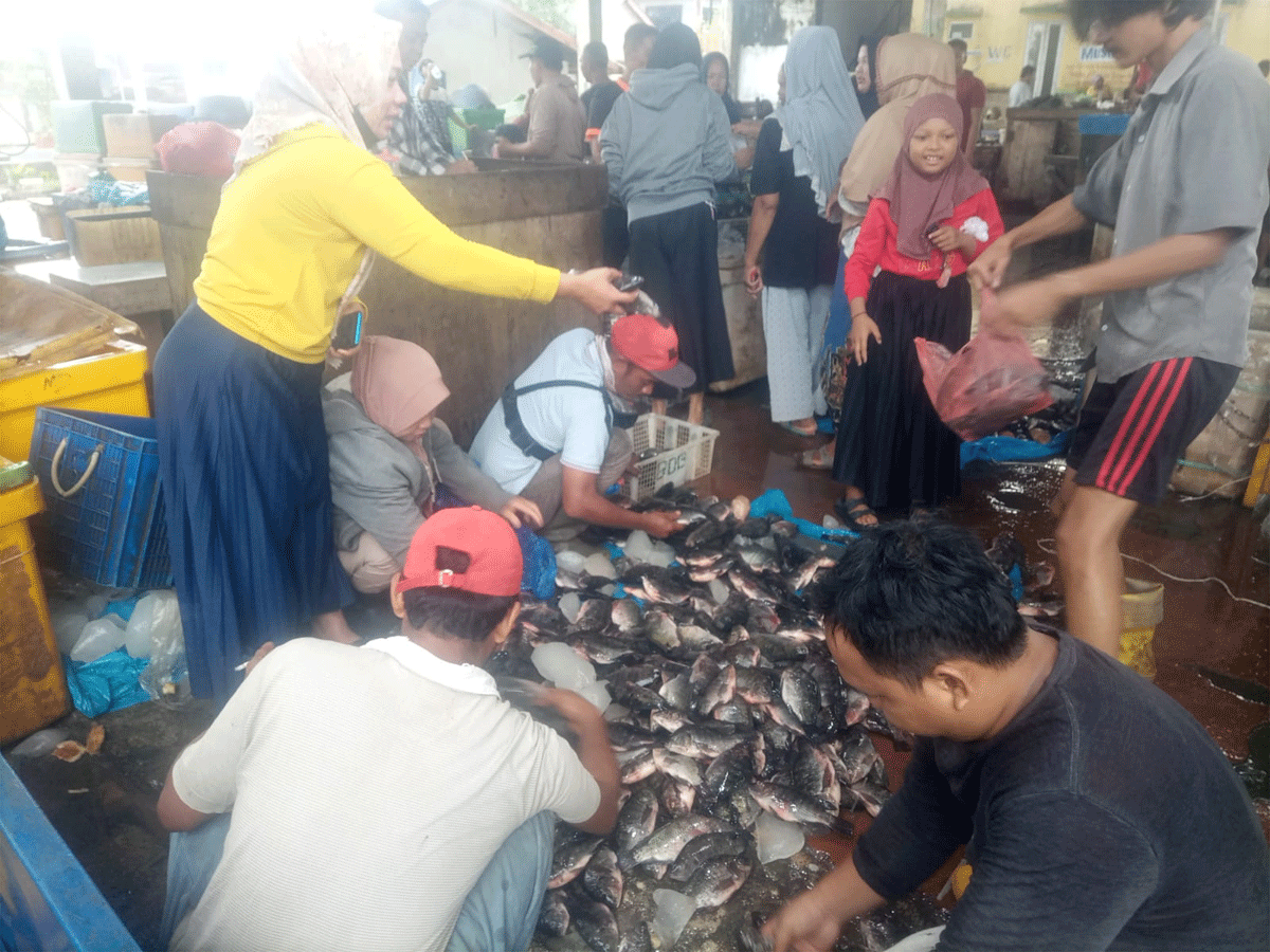 Transaksi di pasar ikan