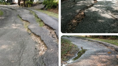Jalan rusak di depan kantor pemerintahan Pemkab Kuansing.