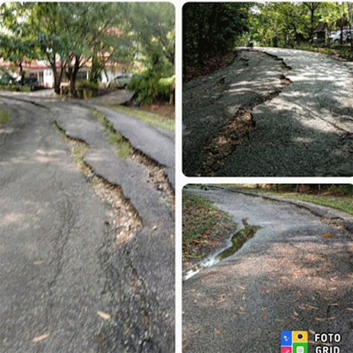 Jalan rusak di depan kantor pemerintahan Pemkab Kuansing.