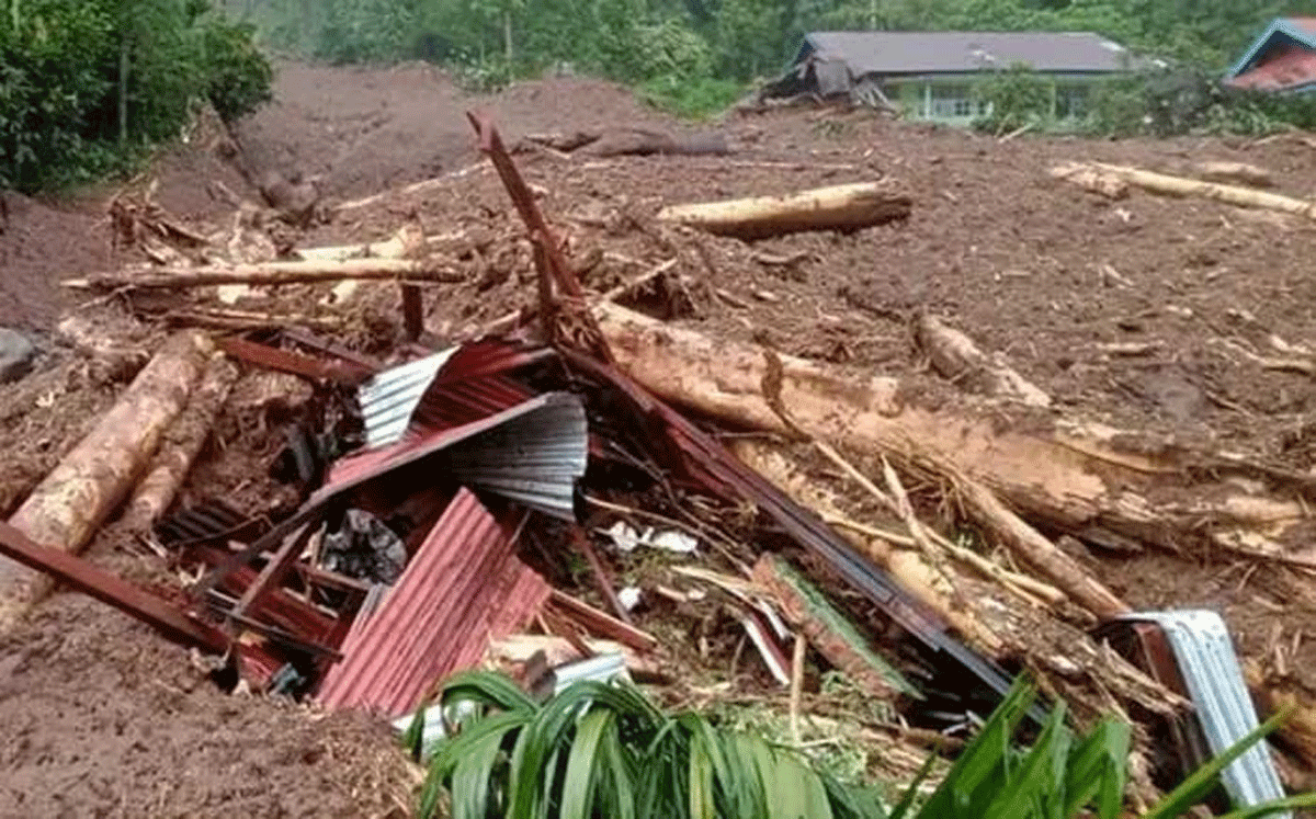 Lokasi pamsimas yanh hancur akibat banjir bandang di Padang Laring.