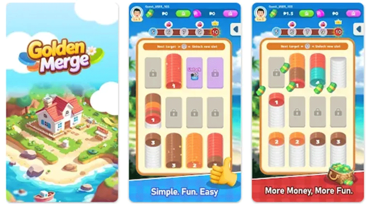 Game Golden Merge penghasilk cuan saldo DANA dan uang.