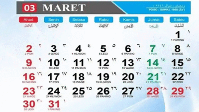 Kalender Maret 2026 Penuh Tanggal Merah, Kapan Baiknya Kembali ke Rantau Usai Libur Lebaran?