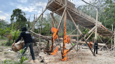 Lokasi tambang ilegal yang digerebek di Dharmasraya.